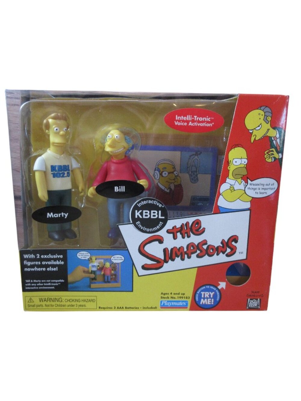 The Simpsons Kbbl Environment w/ Marty Bill Action Figure 2002 Vintage